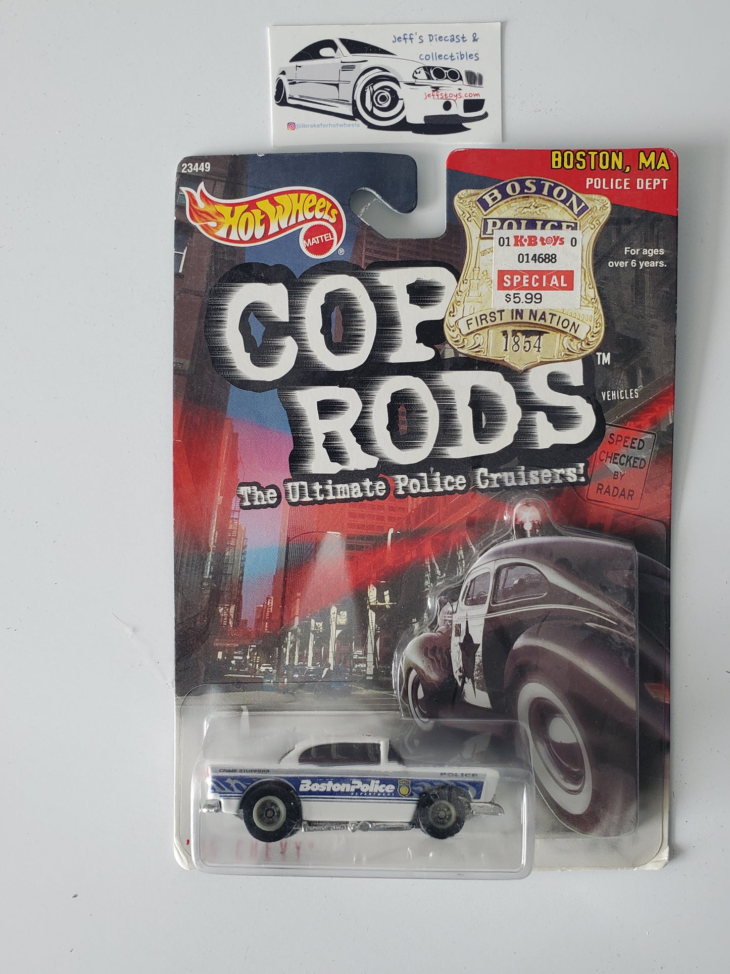 1999 Hot Wheels Cop Rods '55 Chevy Boston Police Real Riders