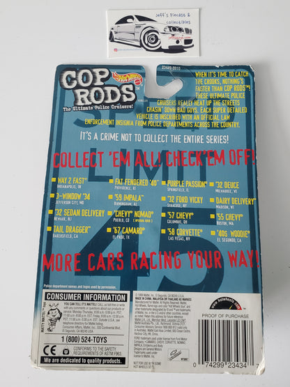 1999 Hot Wheels Cop Rods '55 Chevy Boston Police Real Riders