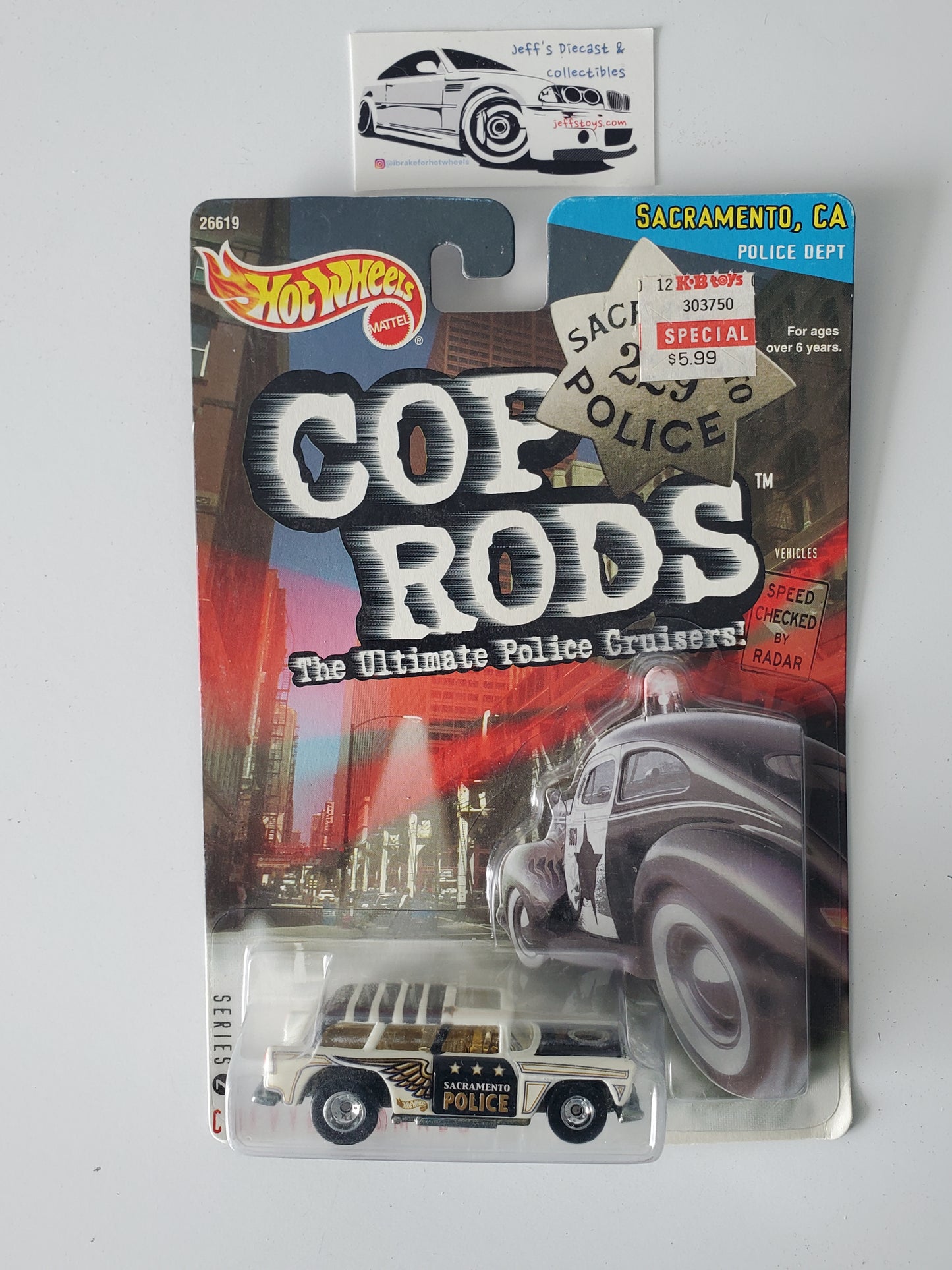 1999 Hot Wheels Cop Rods Chevy Nomad Sacramento Police Real Riders