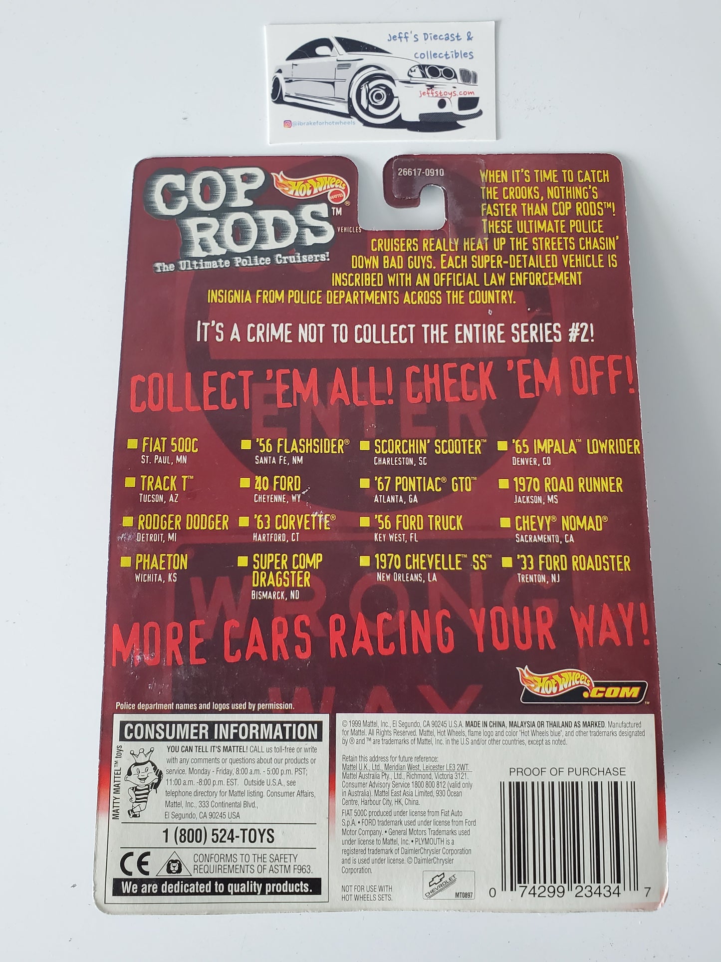 1999 Hot Wheels Cop Rods '65 Impala Lowrider Denver Police Real Riders