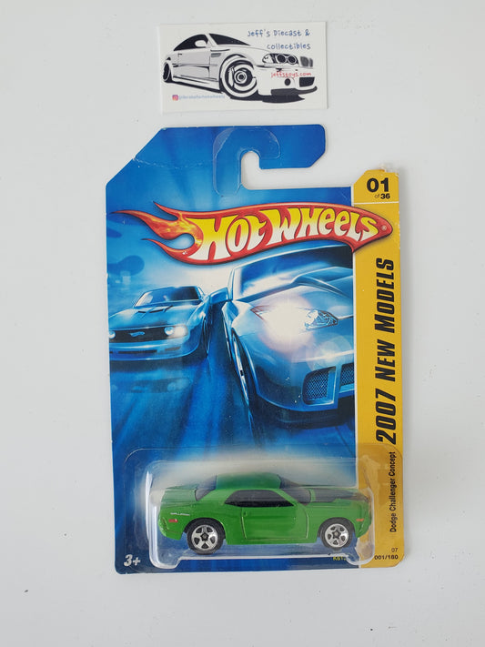 2007 Hot Wheels Dodge Challenger Concept #1 Green - Damaged Card
