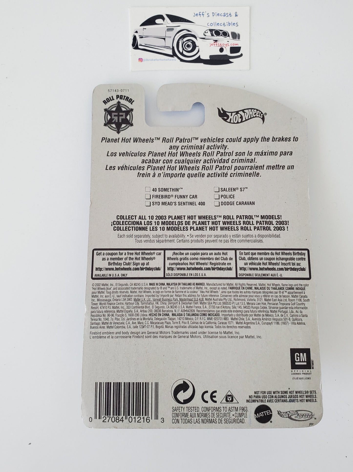 2004 Hot Wheels Roll Patrol Firebird Funny Car #142