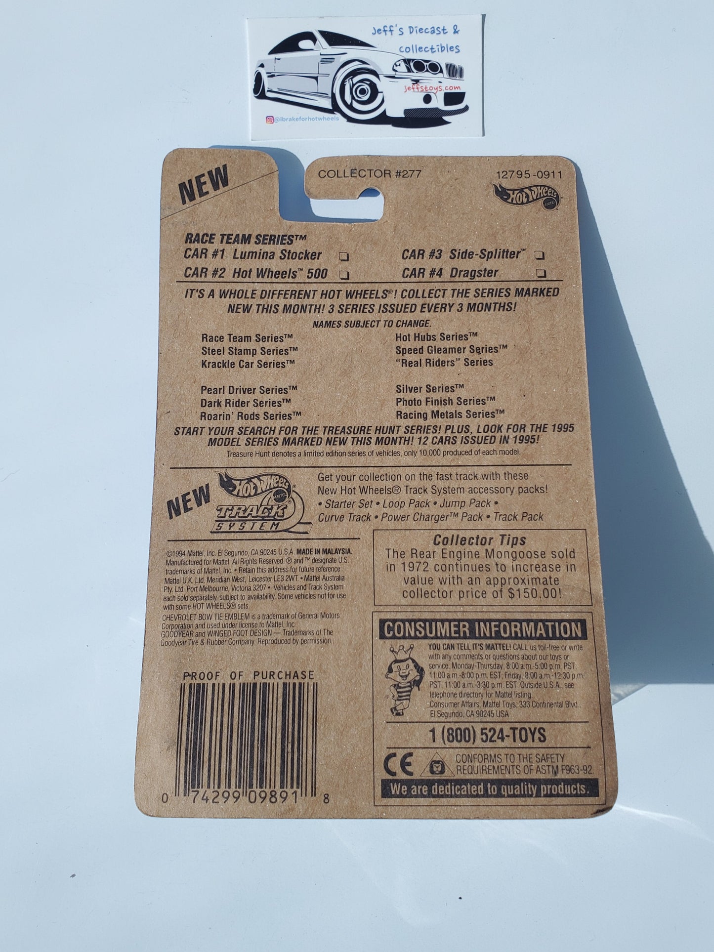 1995 Hot Wheels Side Splitter #277 B/W Wheels