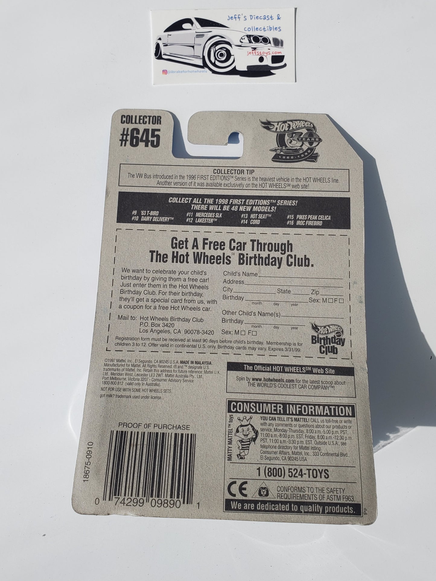 1998 Hot Wheels Dairy Delivery #645