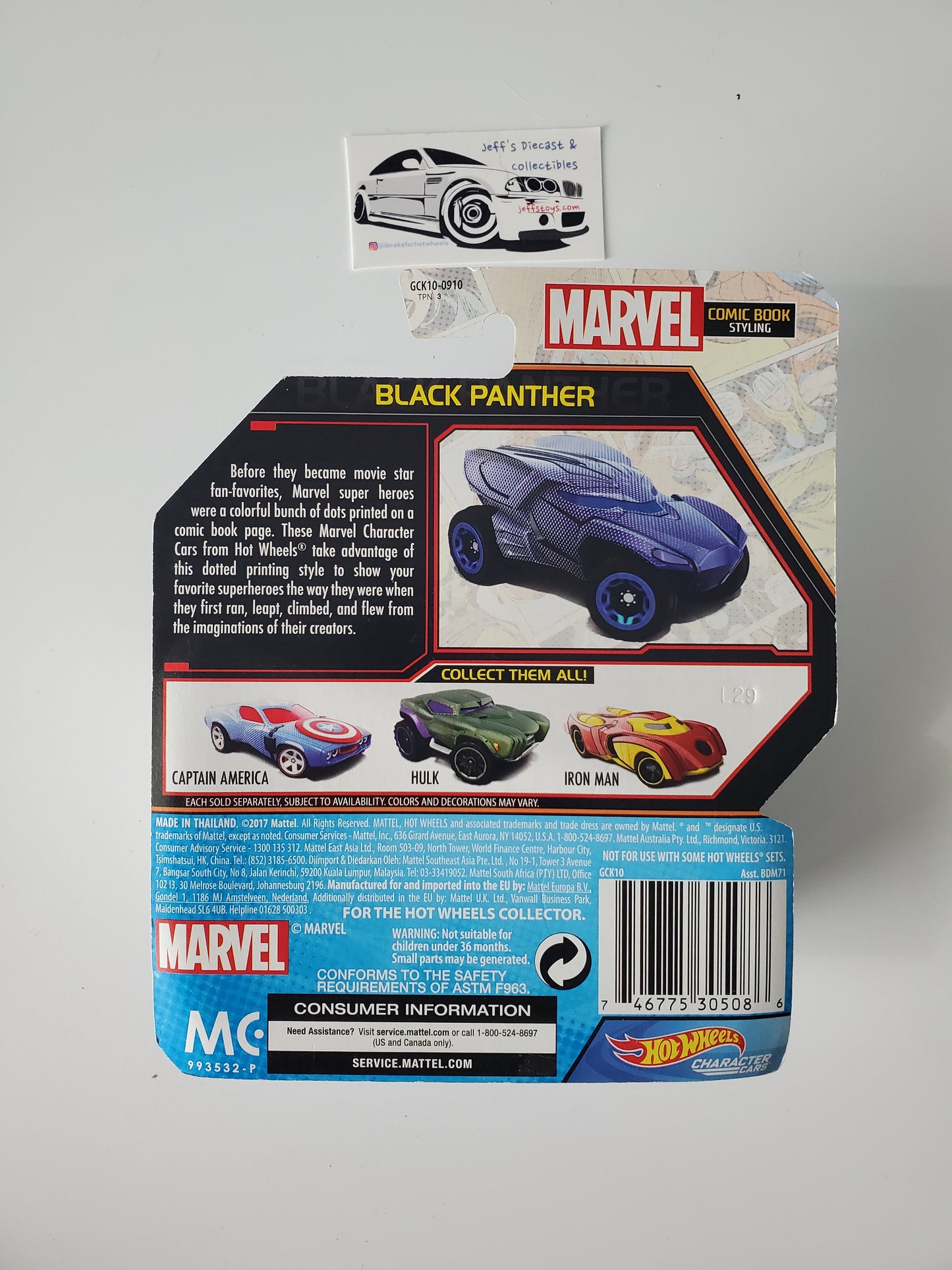 2017 Hot Wheels Character Cars Black Panther Comic Book Styling