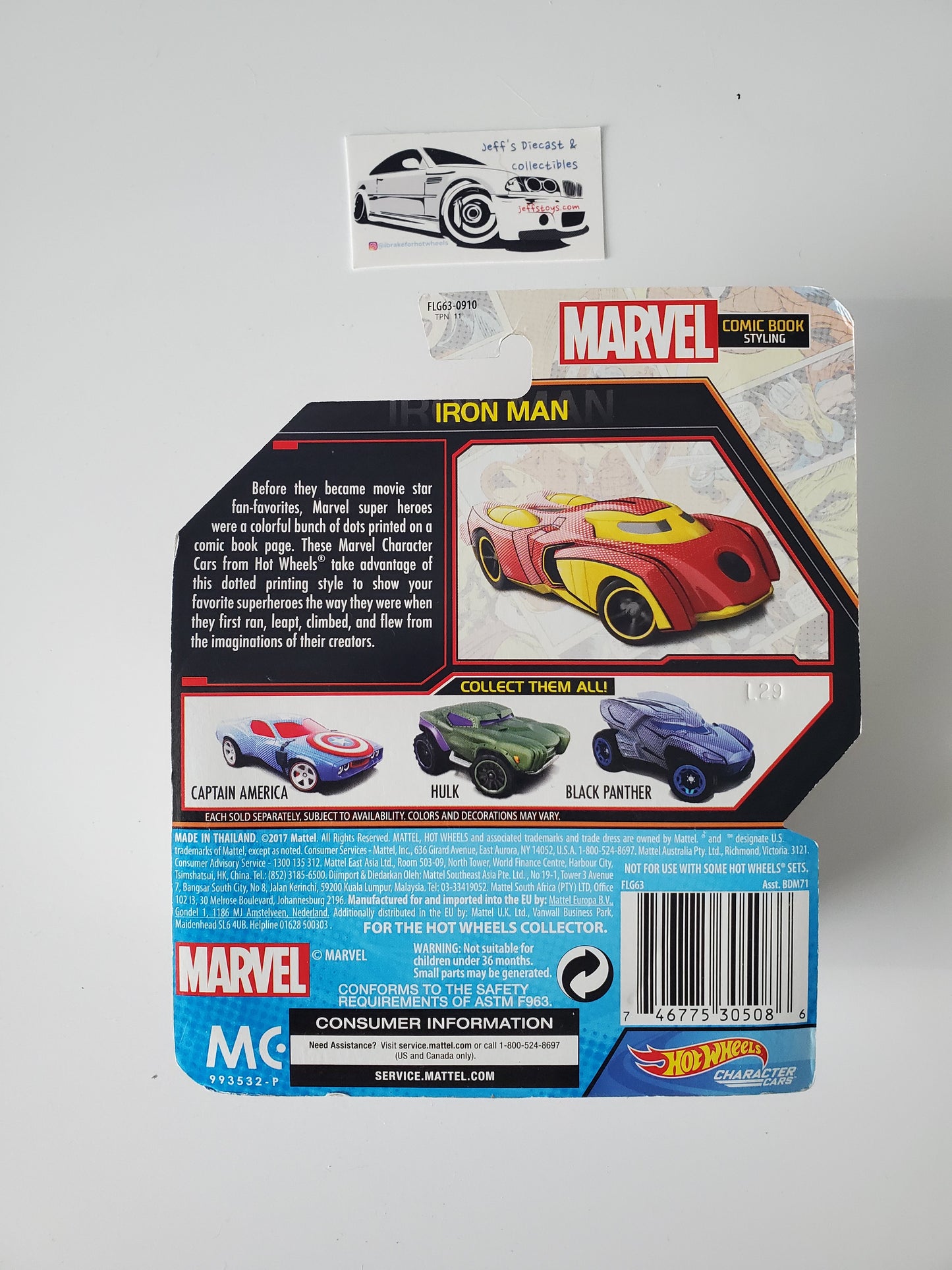 2017 Hot Wheels Character Cars Iron Man Comic Book Styling
