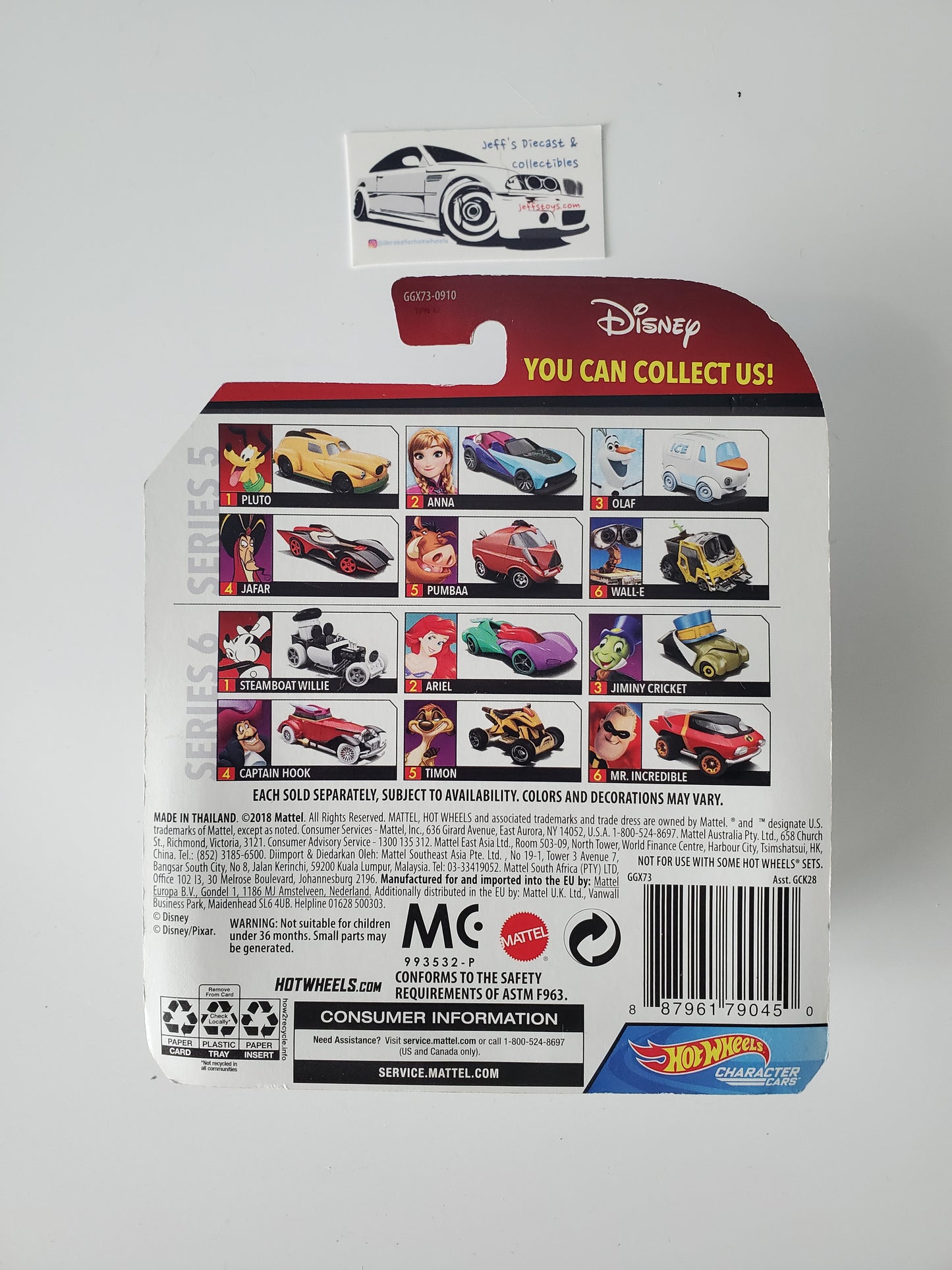 2018 Hot Wheels Character Cars Disney's The Lion King Timon