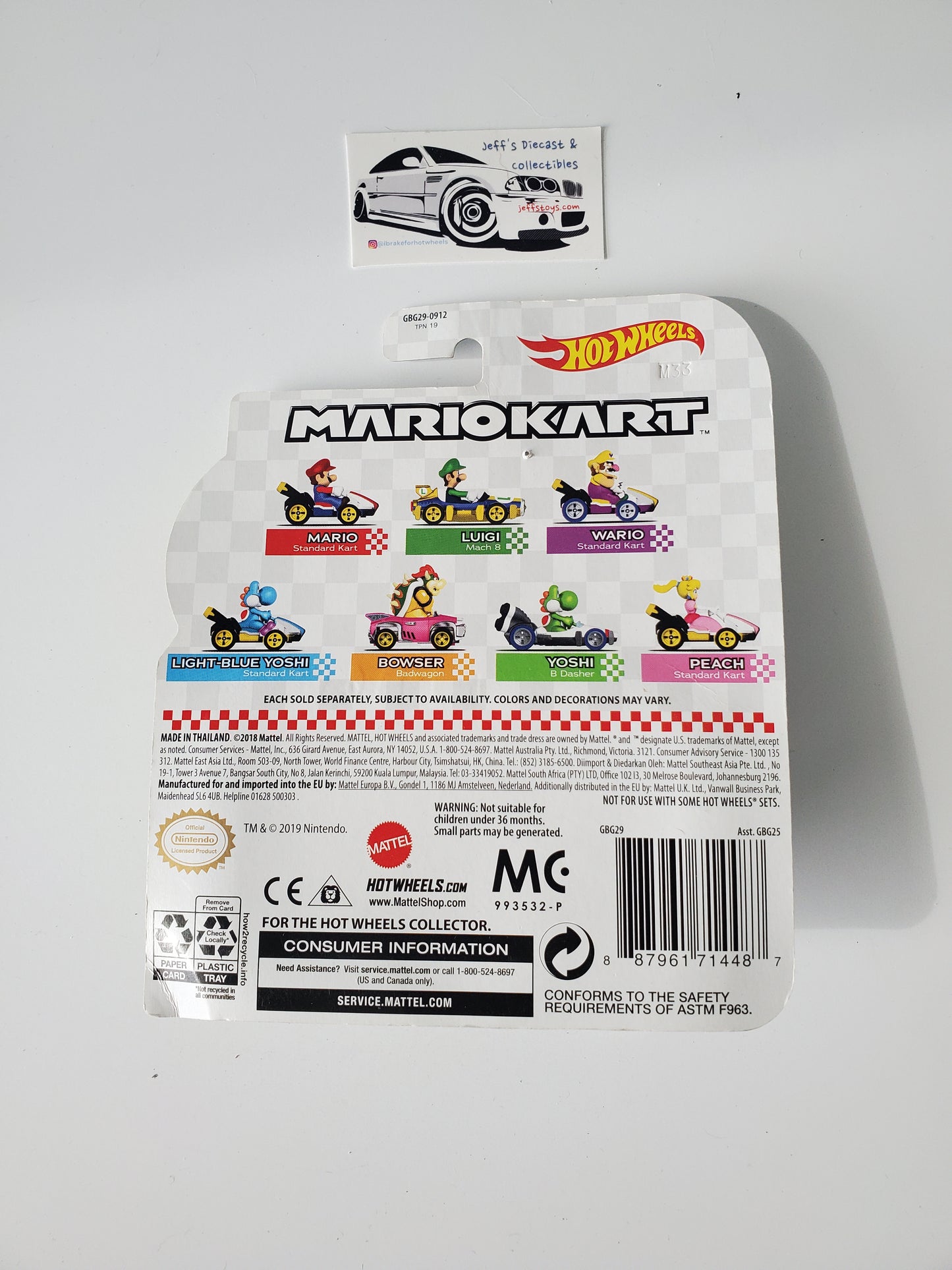 2018 Hot Wheels Mario Kart Yoshi B Dasher