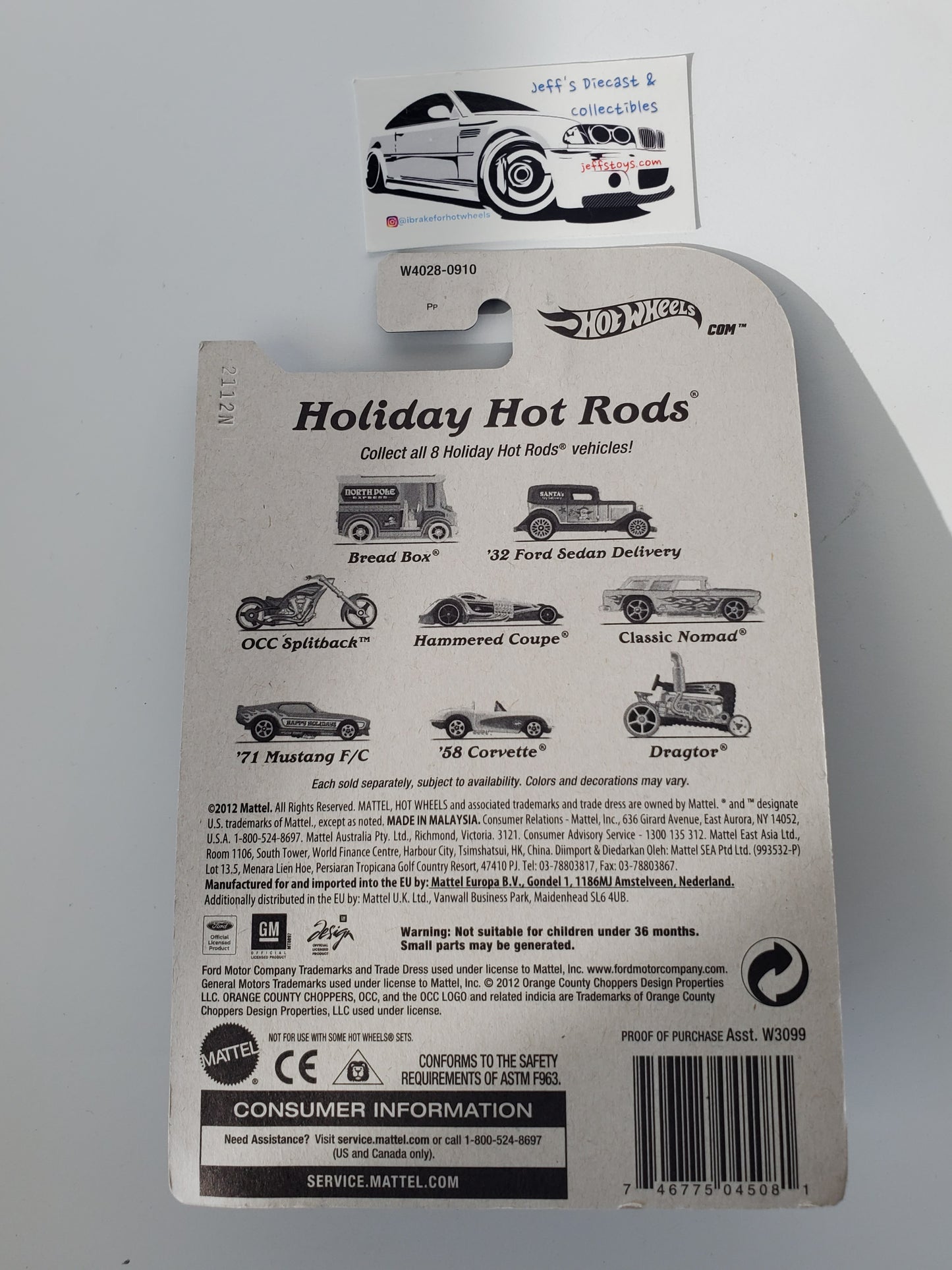 2012 Hot Wheels Holiday Hot Rods '58 Corvette *Cracked Bubble