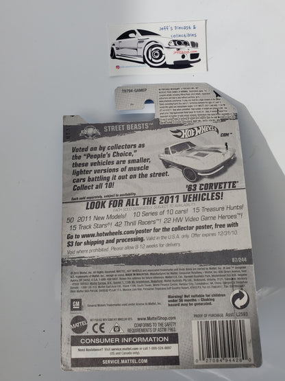 2011 Hot Wheels '63 Corvette #87 License Plate Card