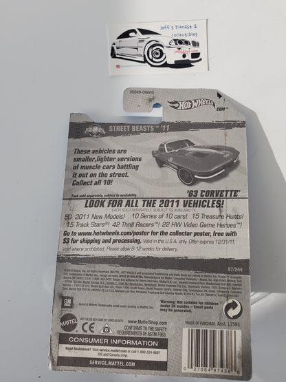 2008 Hot Wheels '63 Corvette #45 Purple/Orange - Wrong Card