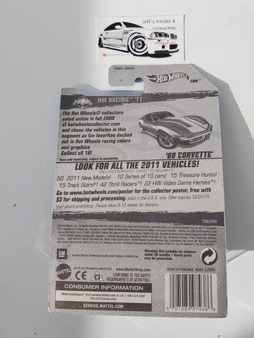 2011 Hot Wheels '69 Corvette #158