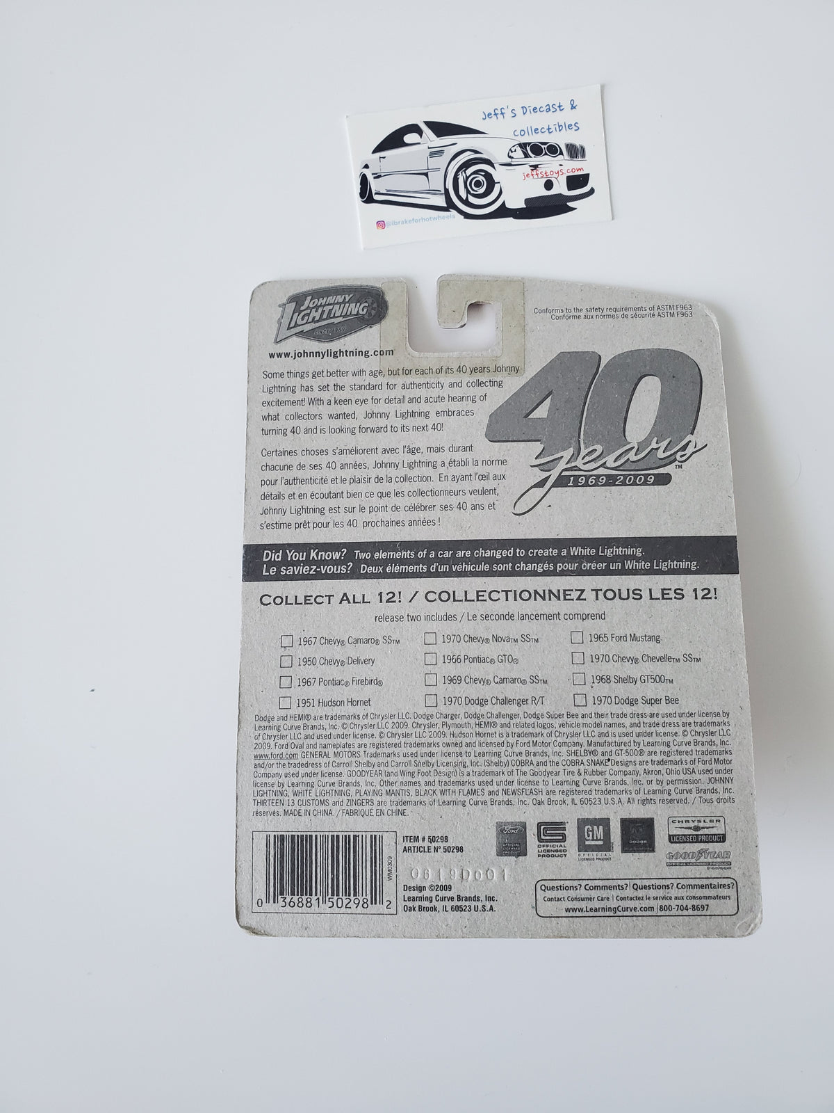 2009 Johnny Lightning 1965 Ford Mustang 40th Anniversary- 1:64 Scale