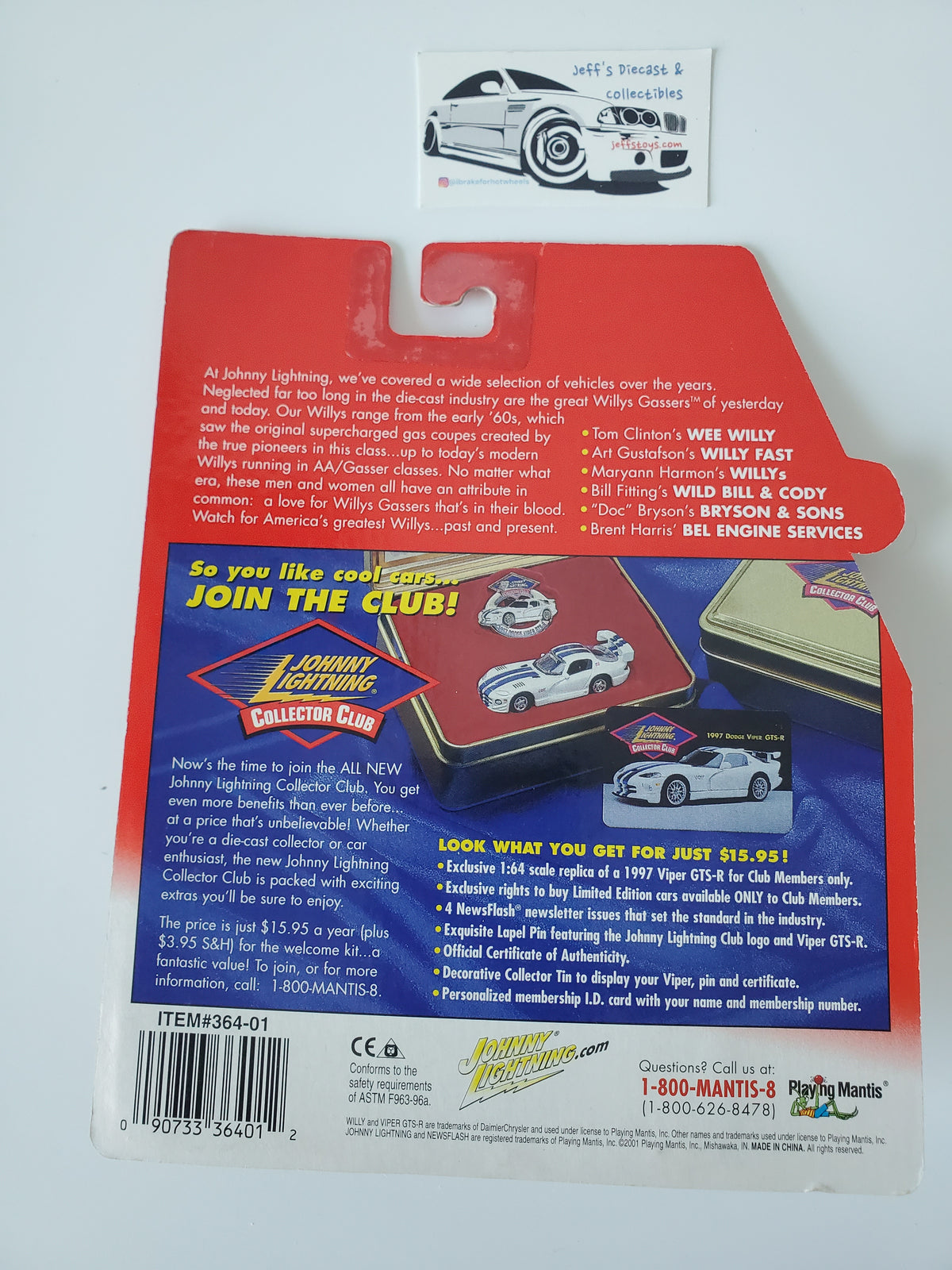 2001 Johnny Lightning Willys Gassers Art Gustafson - 1:64 Scale