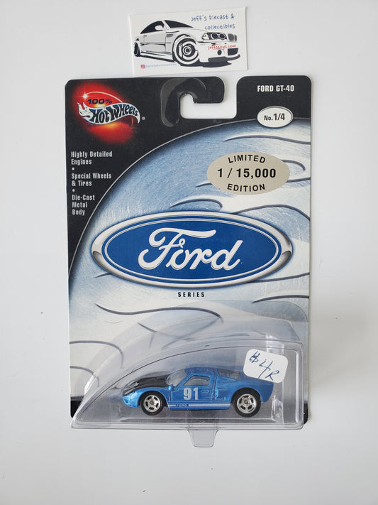 2002 Hot Wheels Ford GT-40 Blue Limited Edition 1/15,000 Real Riders B