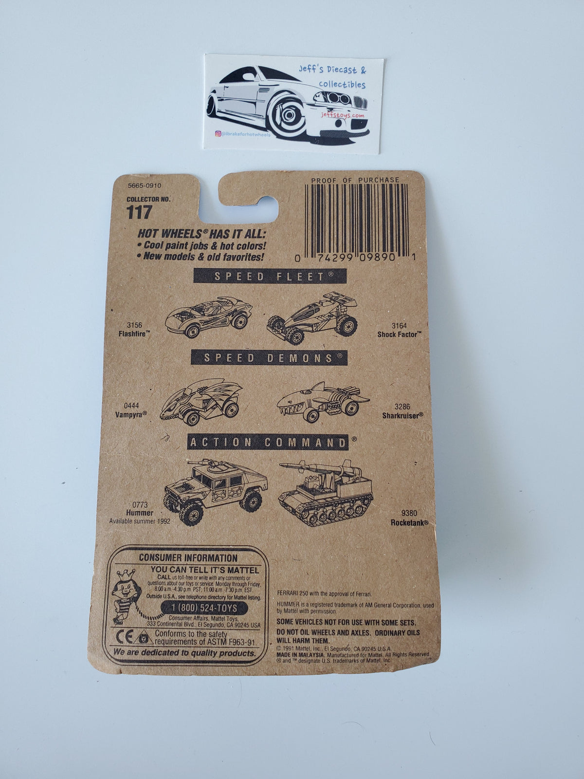 1991 Hot Wheels Ferrari 250 #117 B/W Wheels