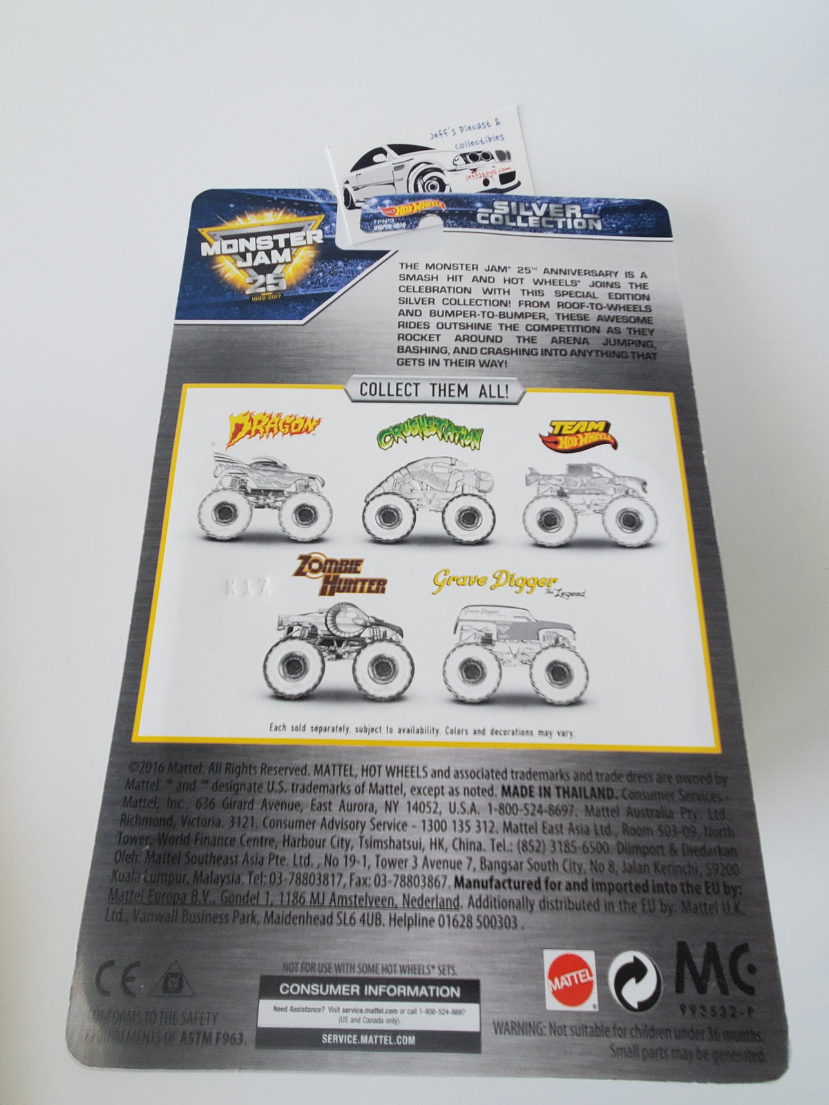 2017 Hot Wheels Monster Jam Grave Digger Silver Collection