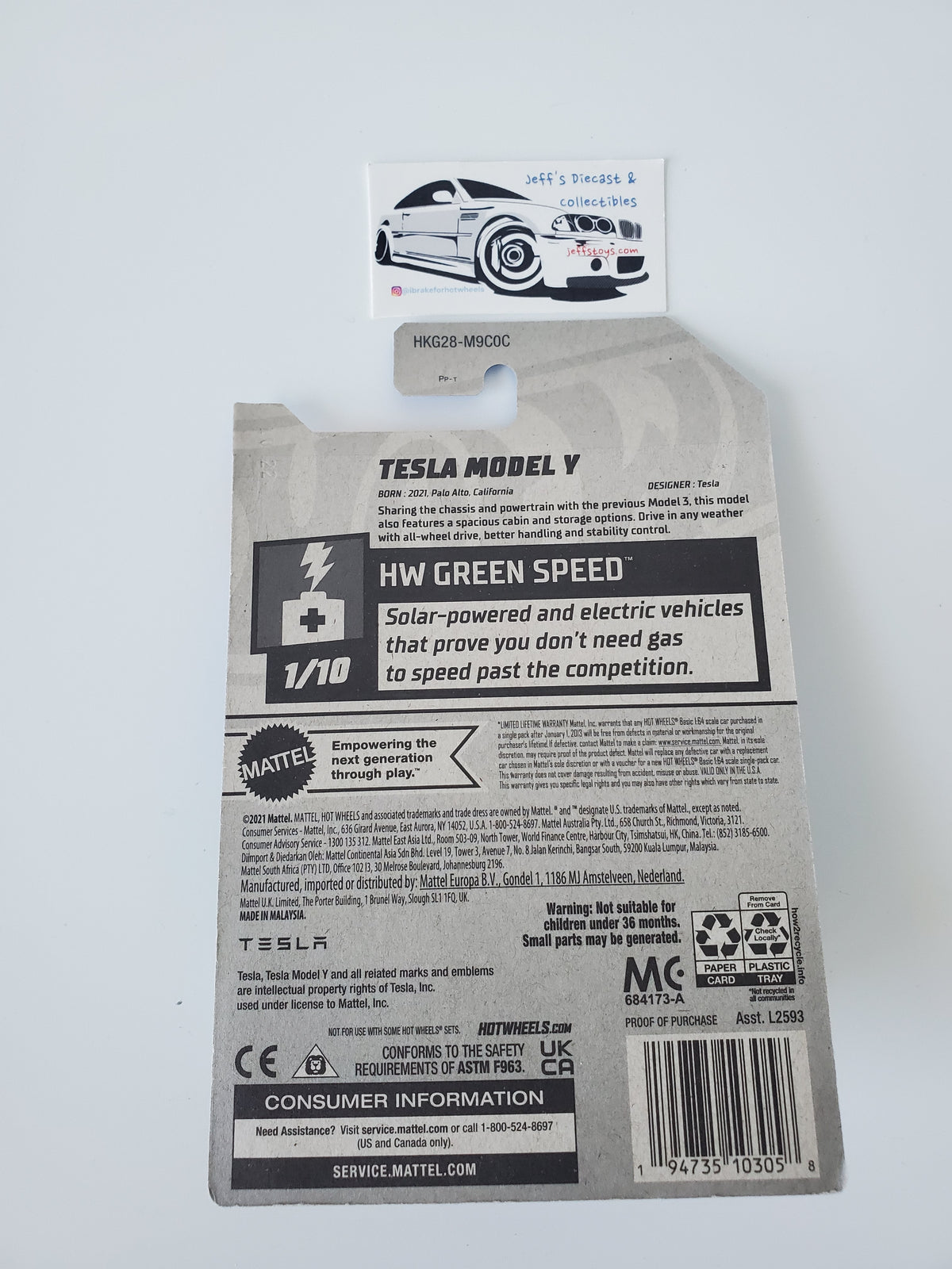 2023 Hot Wheels Tesla Model Y #37 White