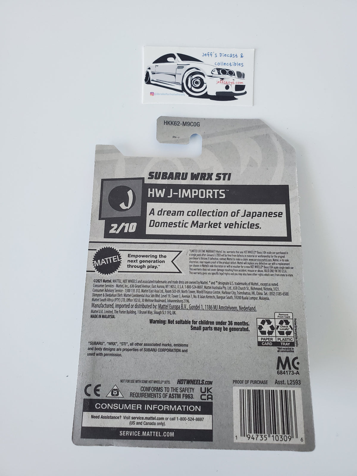 2023 Hot Wheels Subaru WRX STI #21 White