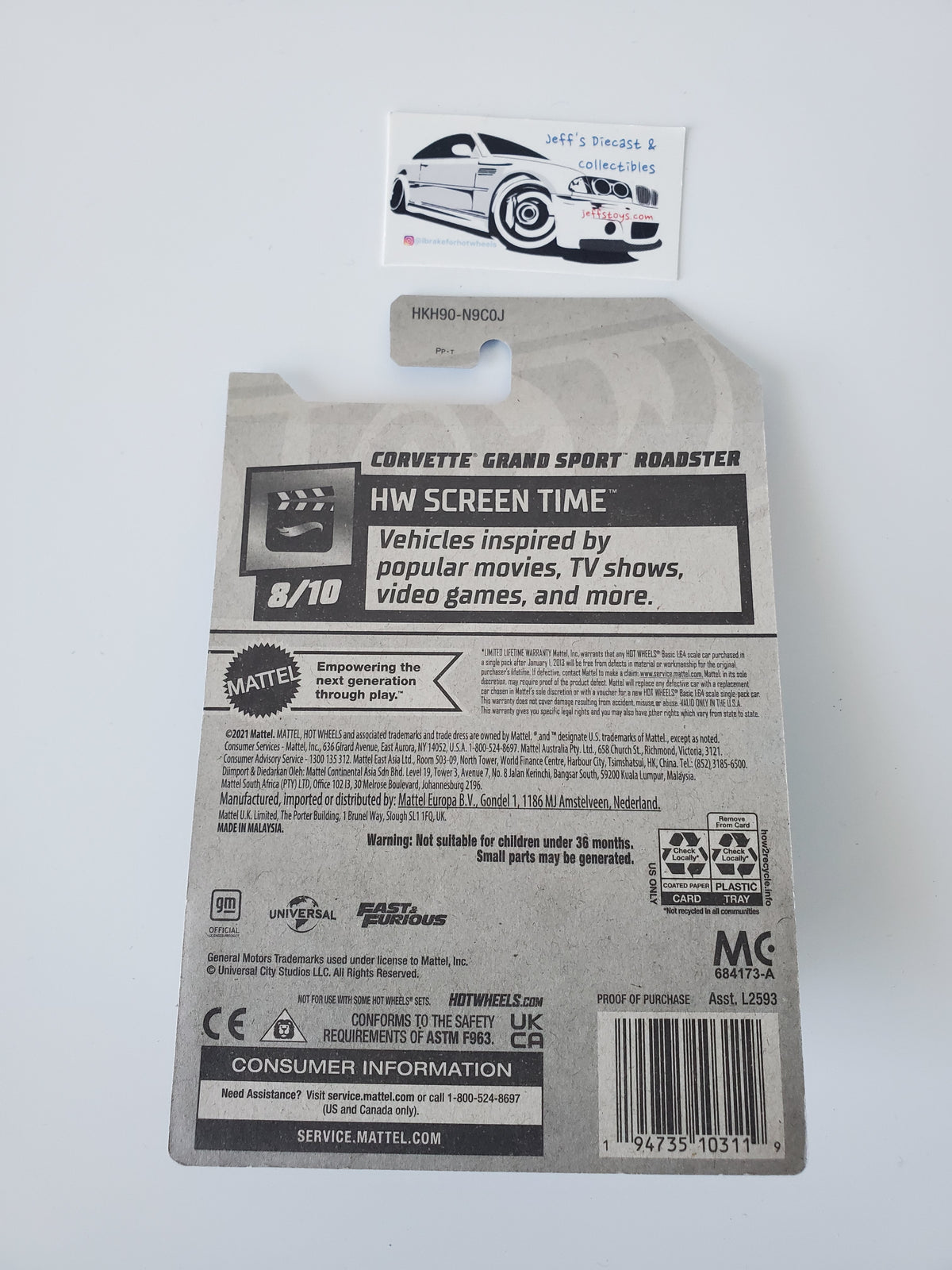 2023 Hot Wheels Fast & Furious Corvette Grand Sport Roadster #154