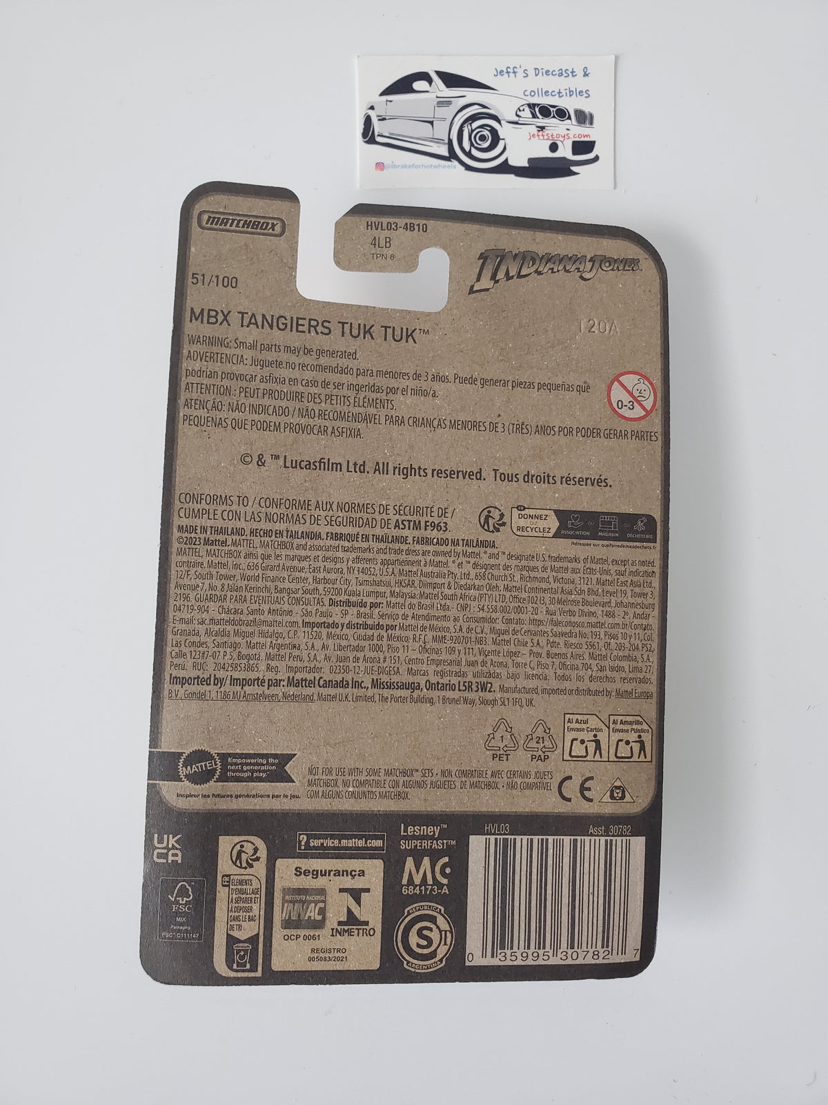 2024 Matchbox Indiana Jones MX Tangiers Tuk Tuk