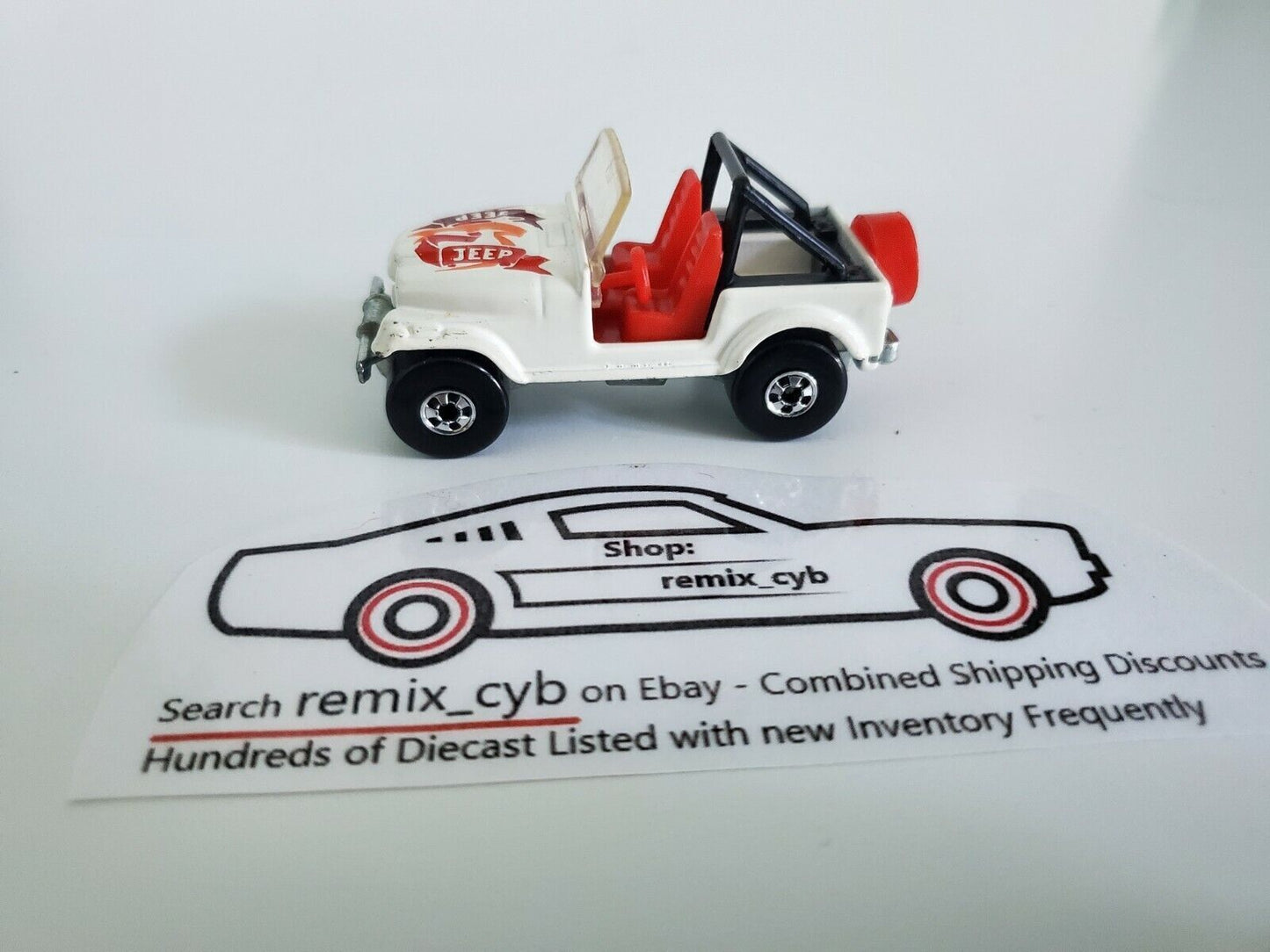 1981 Hot Wheels Jeep CJ-7 - White with Red Interior - Excellent!