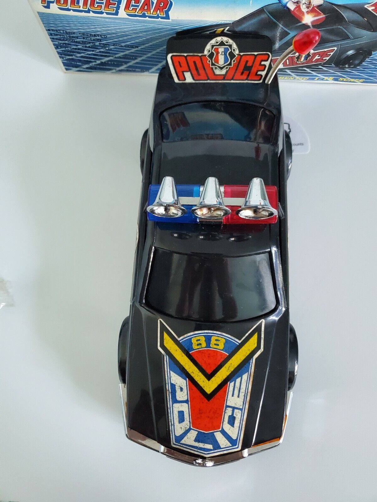 1986 D&Y Toys Mercedes-Benz 500SLC Police Car - Battery Ops Lights/Siren 1:16