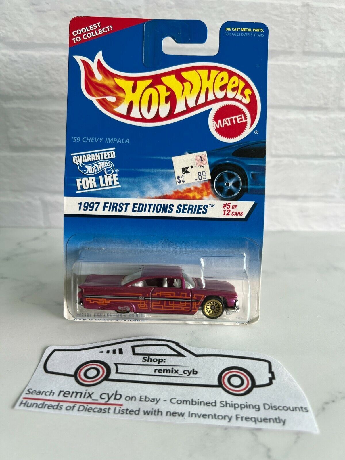 1997 Hot Wheels '59 Chevy Impala - First Edition - Purple w/ Gold Lace  #517