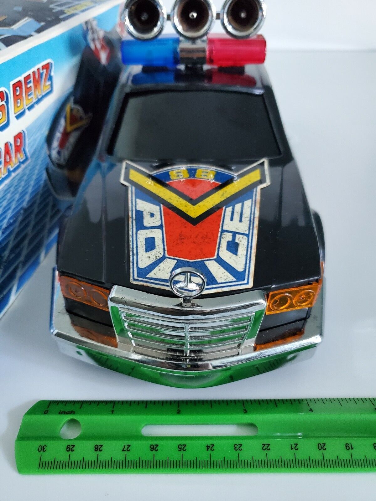 1986 D&Y Toys Mercedes-Benz 500SLC Police Car - Battery Ops Lights/Siren 1:16