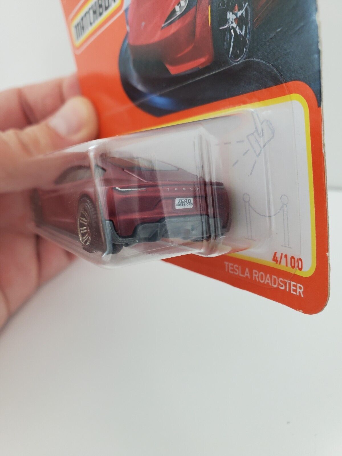 2022 Matchbox Tesla Roadster Crimson Red 4/100 Short Card