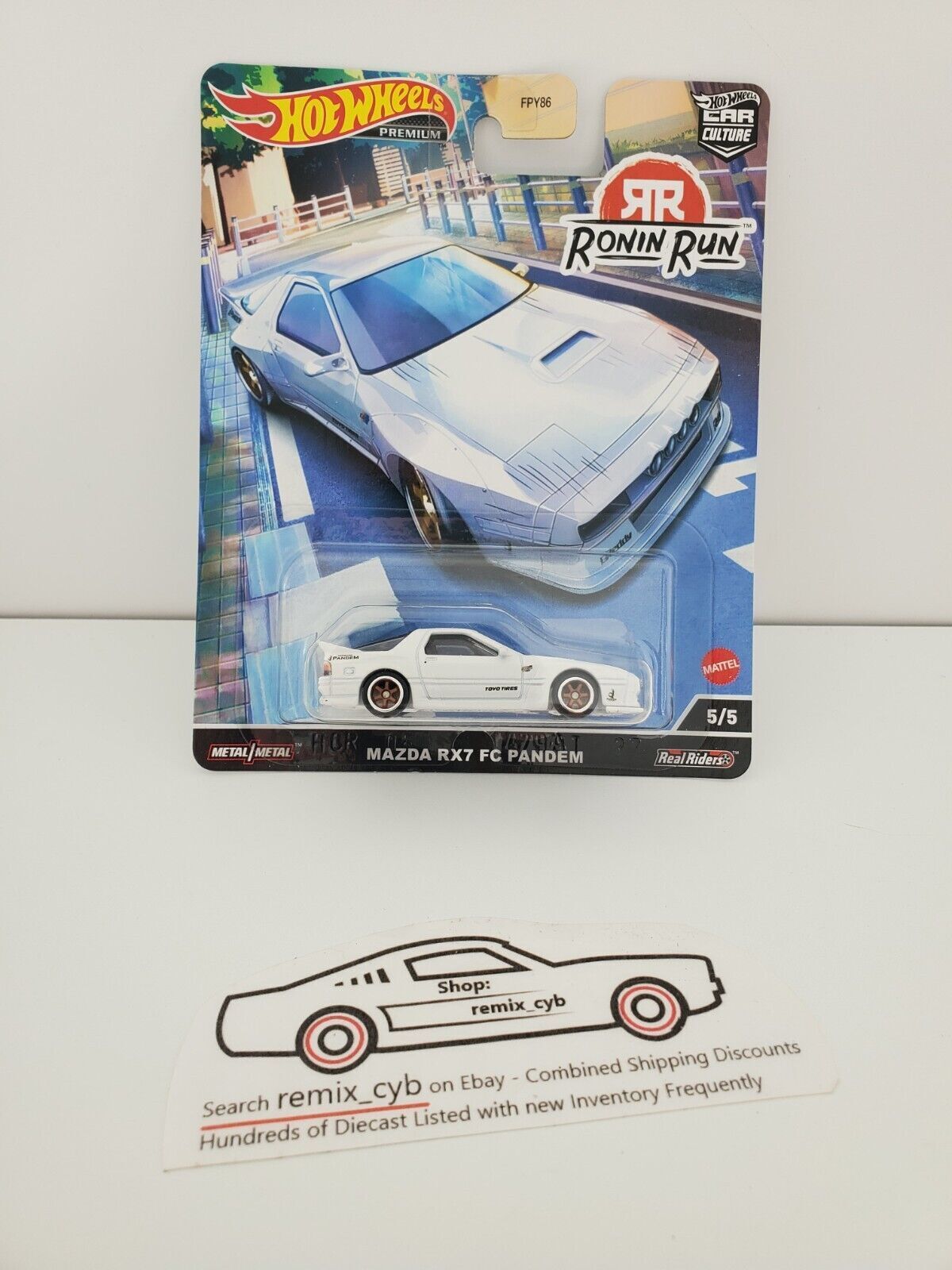 2022 Hot Wheels Mazda RX7 FC Pandem - White - Ronin Run Premium w/Real Riders