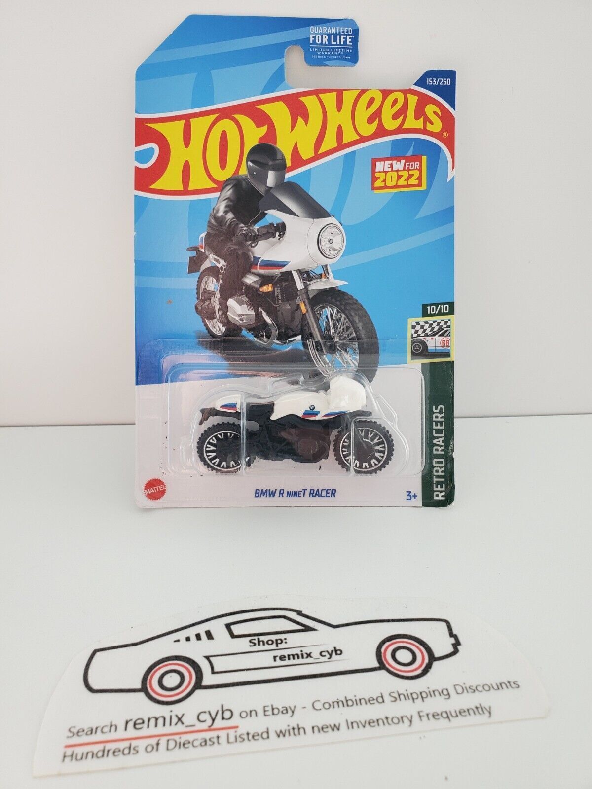 2022 Hot Wheels BMW R nineT RACER 153/250 White w/Chrome Wheel Variation