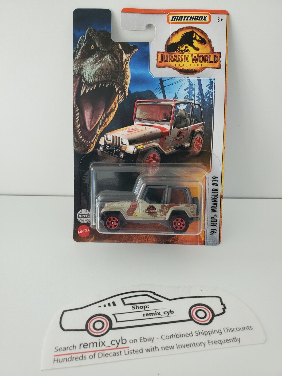 2022 Matchbox Jurassic World Dominion '93 Jeep Wrangler #29 Muddy Variation