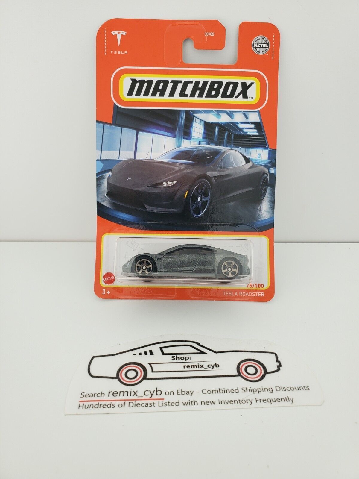 2022 Matchbox Tesla Roadster Gray 75/100