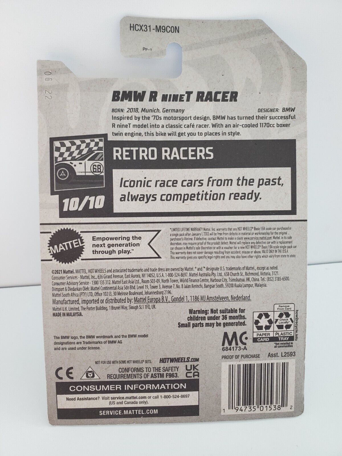 2022 Hot Wheels BMW R NineT Racer #10/10 Retro Racers