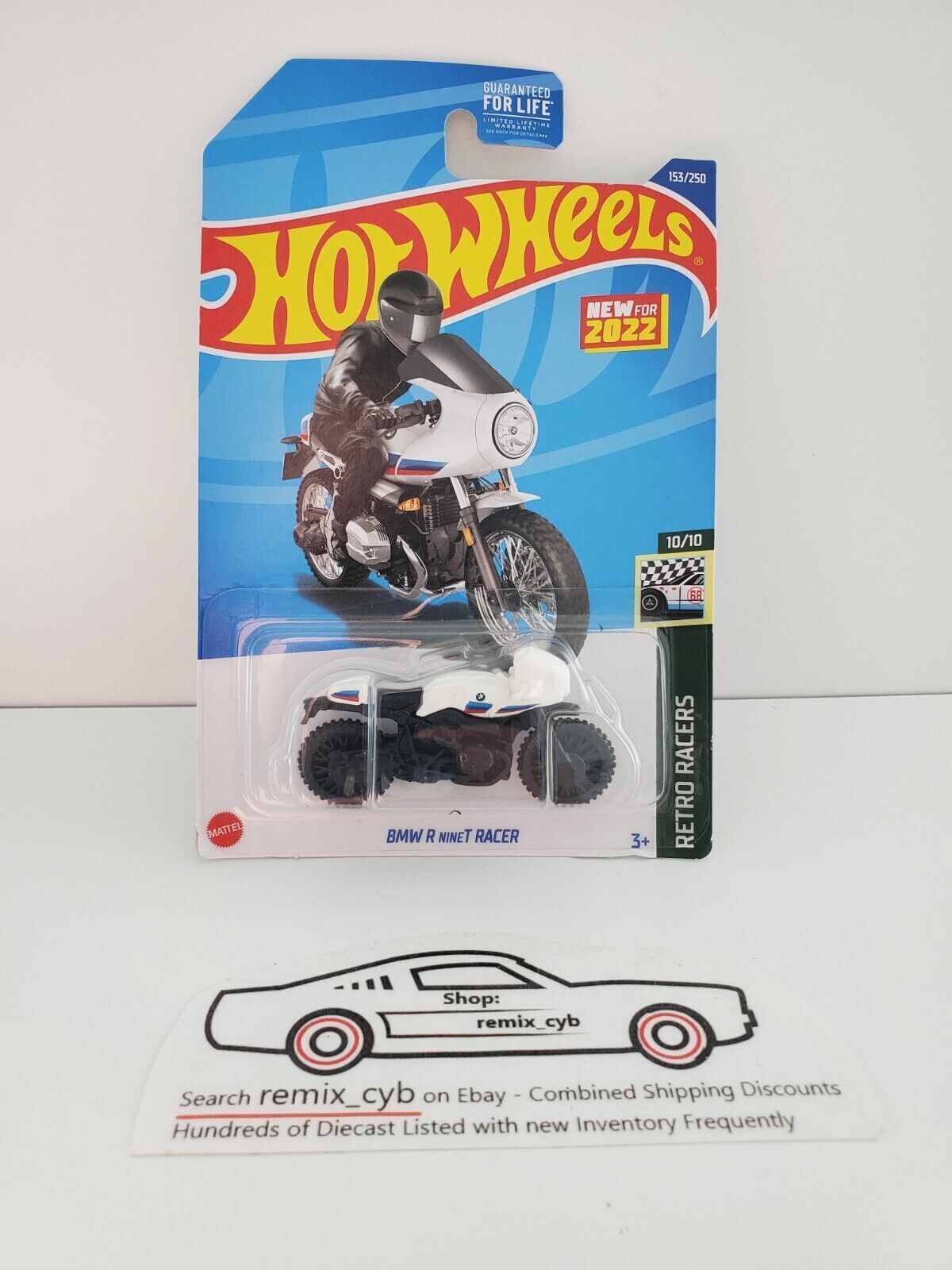 2022 Hot Wheels BMW R nineT RACER 153/250 White w/Black Wheel Variation