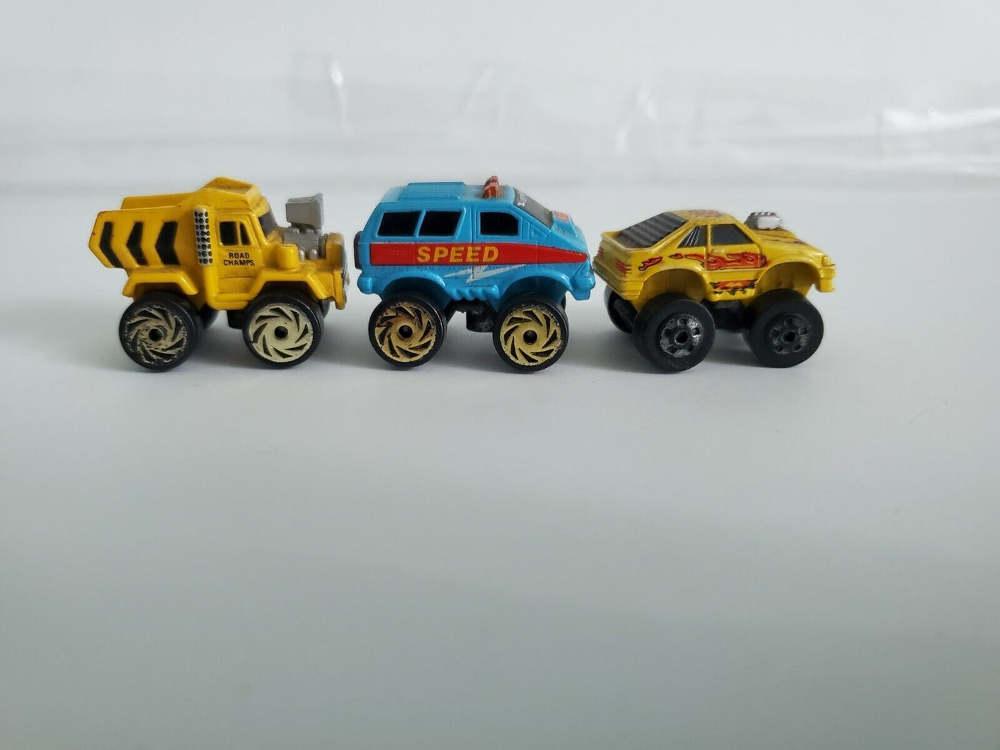 Road Champs Micro Machine Lot of 3 - 1987 Mustang, Dumptruck, and Van