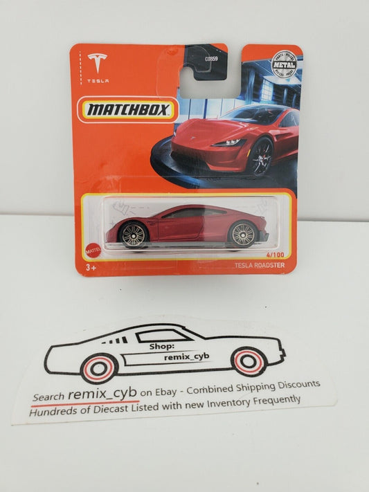 2022 Matchbox Tesla Roadster Crimson Red 4/100 Short Card