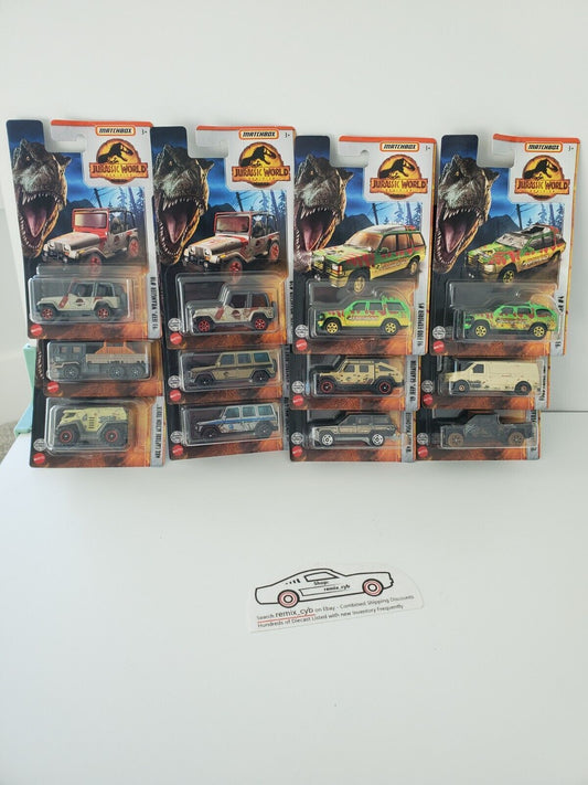 2022 Matchbox Jurassic World Vehicles 1:64 Diecast Car Set of 12 Different Cars