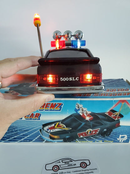 1986 D&Y Toys Mercedes-Benz 500SLC Police Car - Battery Ops Lights/Siren 1:16