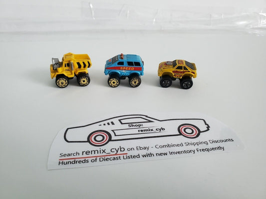 Road Champs Micro Machine Lot of 3 - 1987 Mustang, Dumptruck, and Van