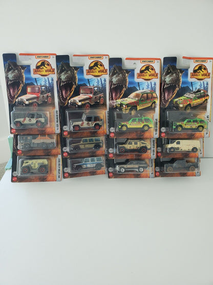 2022 Matchbox Jurassic World Vehicles 1:64 Diecast Car Set of 12 Different Cars