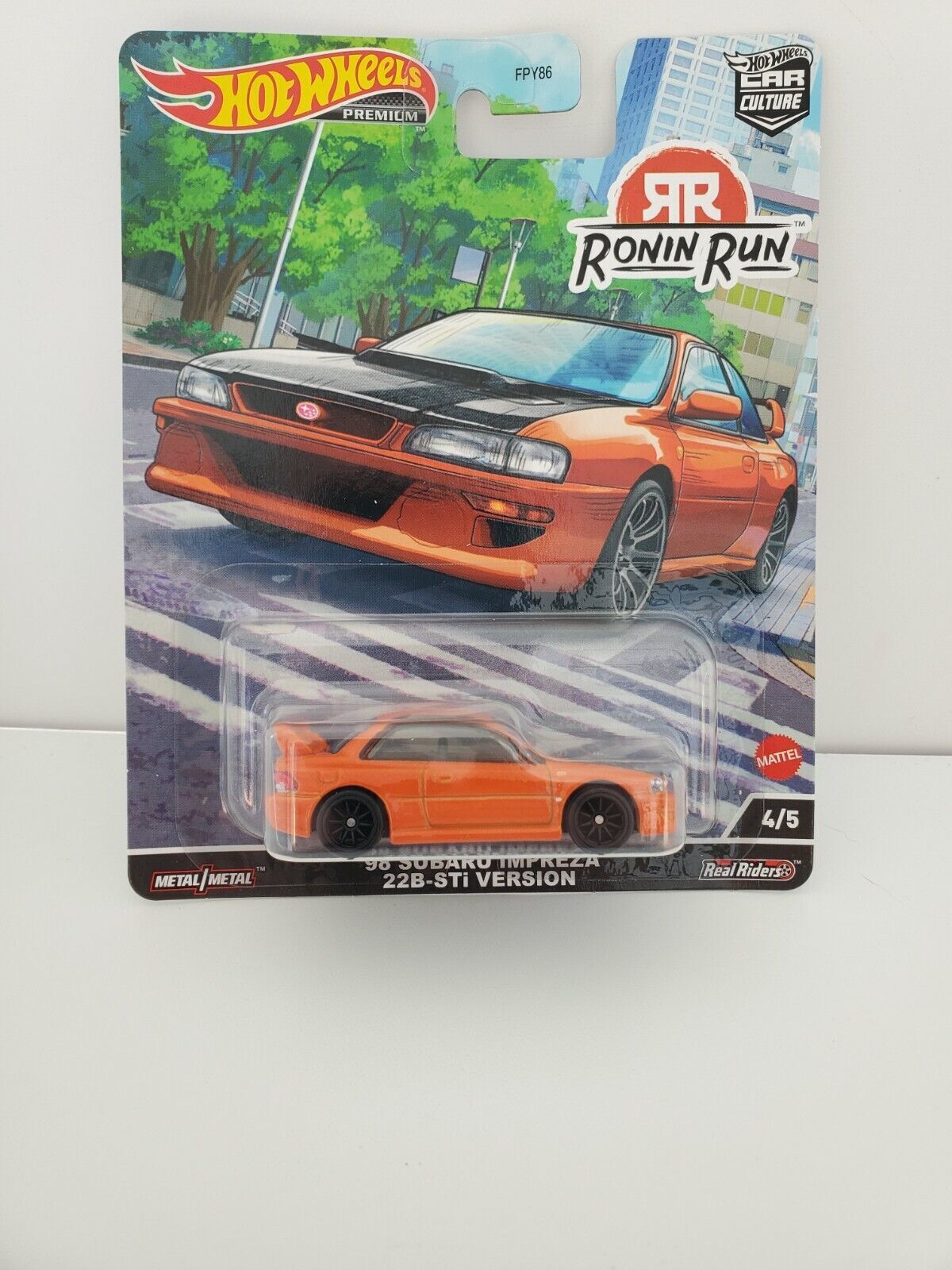 2022 Hot Wheels '98 Subaru Impreza - Orange - Ronin Run Premium w/Real Riders