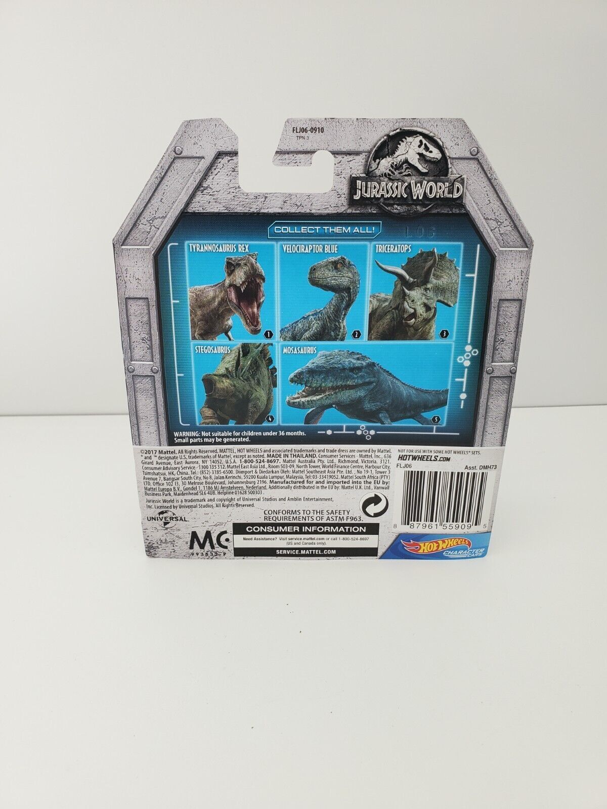 2017 Hot Wheels Character Cars Jurassic World VELOCIRAPTOR BLUE