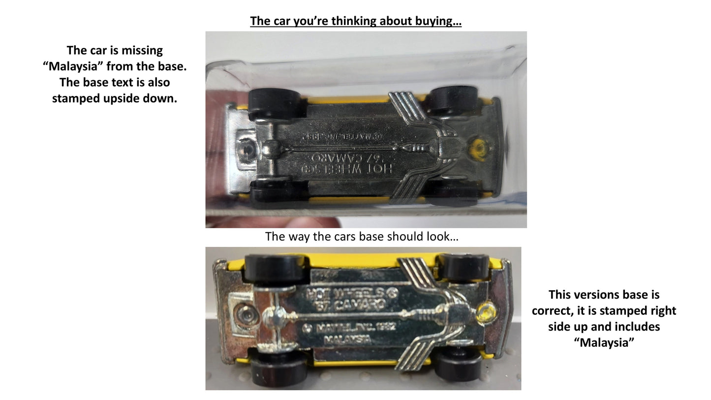 1995 Hot Wheels '67 Camaro #448 - Rare Base Errors!